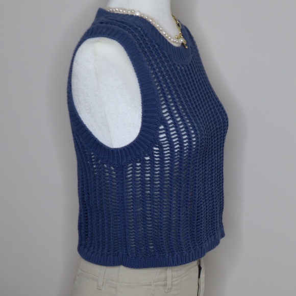 NWOT. Aerie Offline Blue Knit Crop Top SMALL - Picture 2 of 4